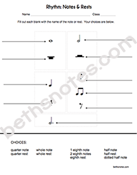 Songs with Whole Notes - Beth's Notes