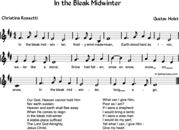 In the Bleak Midwinter - Beth's Notes