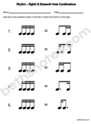 Eighth Sixteenth Note Combination Worksheet Assessment1-bn