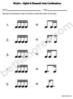 Eighth Sixteenth Note Combination Worksheet Assessment1-bn