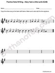 Mary Had a Little Lamb worksheet1-bn