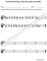 Mary Had a Little Lamb worksheet1-bn
