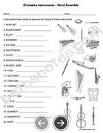 Orchestra Instruments Word Scramble-bn
