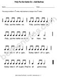 Polly Put the Kettle On add barlines worksheet-bn Polly Put the Kettle On add barlines worksheet-bn