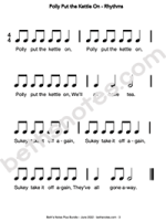 Polly Put the Kettle On rhythm worksheet-bn