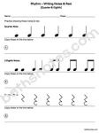 Practice Writing Rhythm Notes Rest Quarter Eighth-bn