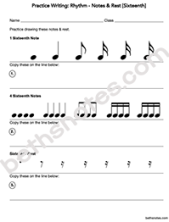 Practice Writing Rhythm Notes Rest Sixteenth-bn