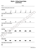 Practice Writing Rhythm Notes Rests Half Whole-bn