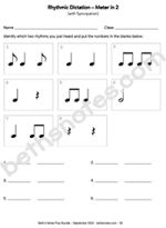 Rhythm Dictation Meter in 2 Assessment
