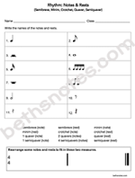 Rhythm Notes Rests Assessment 5 Semibreve Minim Crotchet Quaver Semiquaver-bn