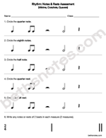 Rhythm Notes Rests Assessment2-Minim Crotchet Quaver-bn