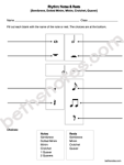 Rhythm Notes Rests Worksheet3 Semibreve Dotted Minim Minim Crotchet Quaver-bn