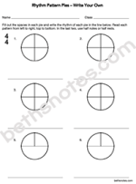 Rhythm Pattern Pies Write Your Own worksheet-bn