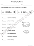 Thanksgiving Day rhythms worksheet-bn