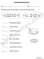 Thanksgiving Day rhythms worksheet-bn