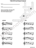 Treble Clef Lines Spaces Words Pictures crossword-bn