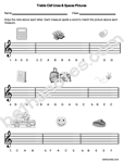 Treble Clef Lines Spaces Words Pictures worksheet2-bn Treble Clef Lines Spaces Words Pictures worksheet2-bn
